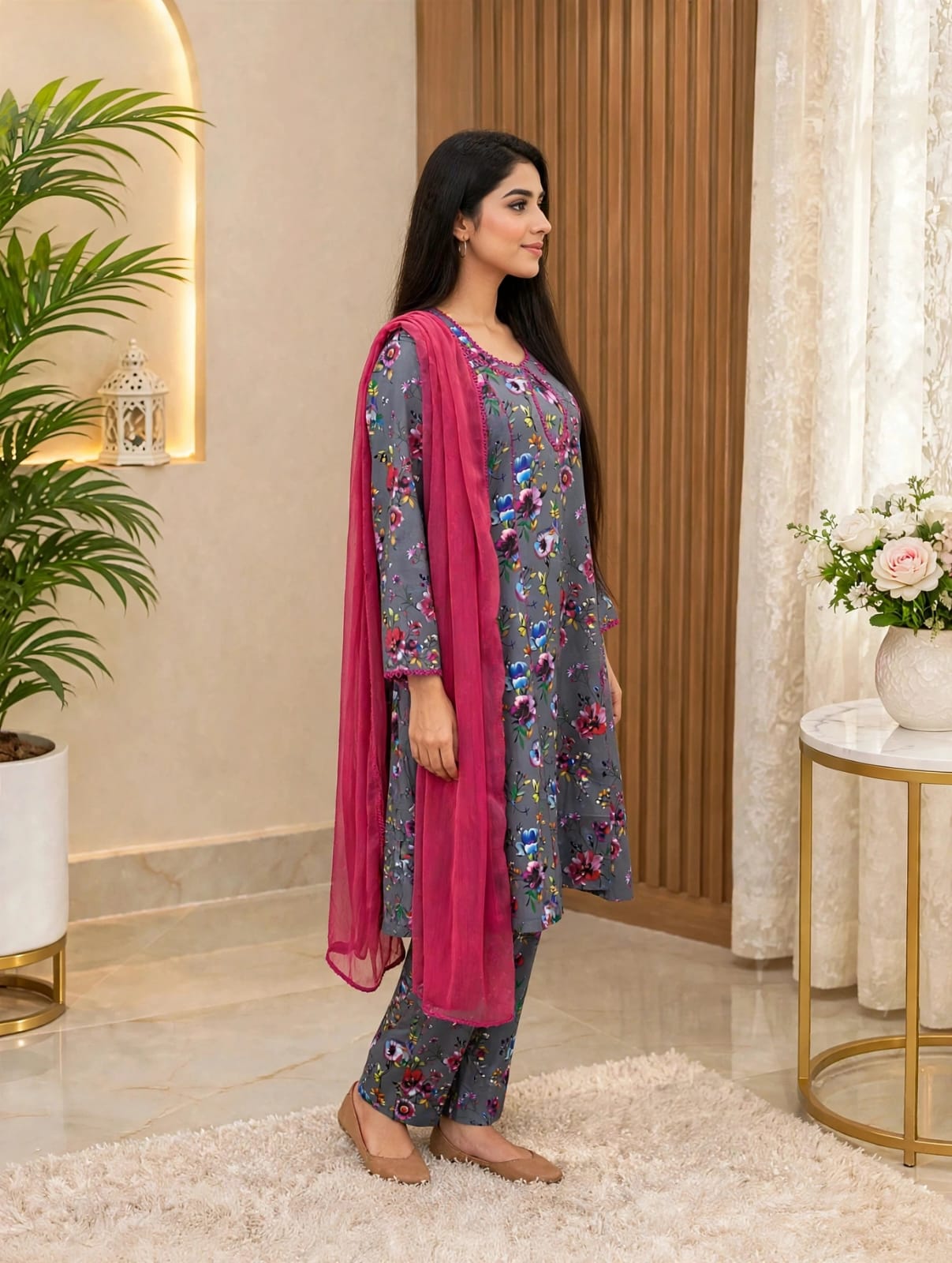 premium khadar Ladies 3 piece suit - Image 2